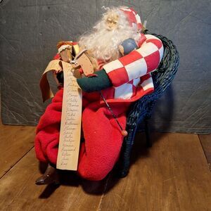 Primitive Santa In Wicker Chair by Dee Gann YE OLDE SANTA MAKER 16" Tall